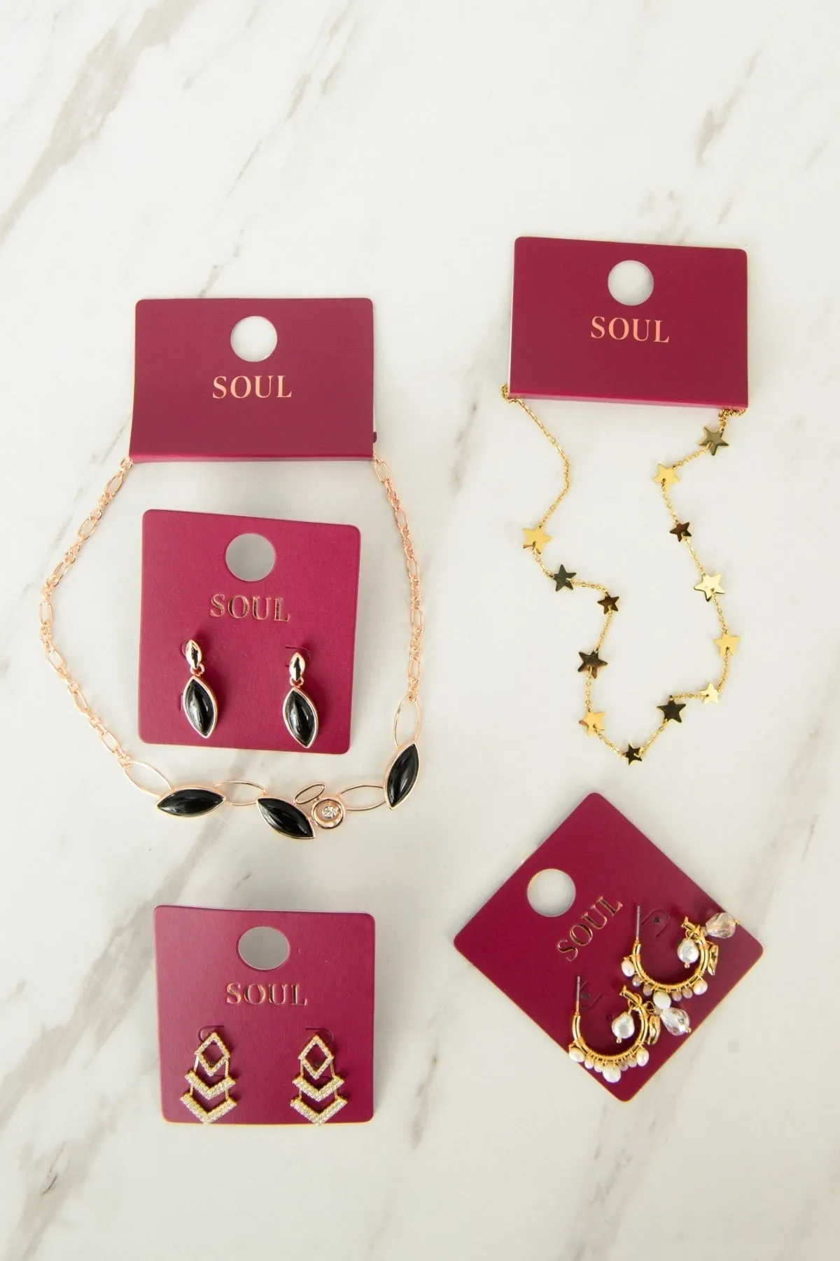 Red Crystal Drop Gold Necklace