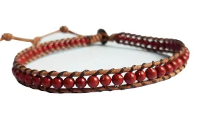 Red jasper stone anklets leather anklets men anklets women anklets gift anklets fashion anklets boy girl anklets friendship anklets