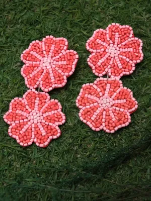 Red Pink Bohemian Handmade Drop Earrings
