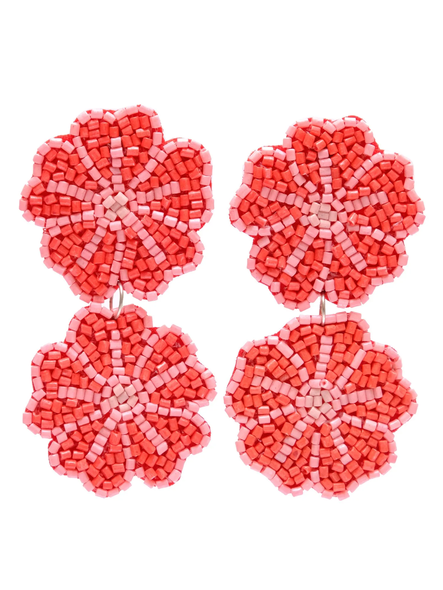 Red Pink Bohemian Handmade Drop Earrings