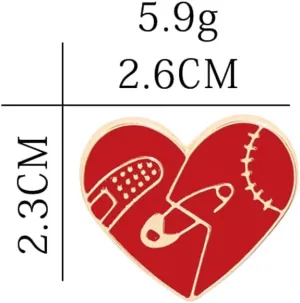Red Stitched Love Enamel Pin Collect Cute Arts Metal Cartoon Brooch Backpack Clothes Collar Minimalism Lapel Badges Jewelry