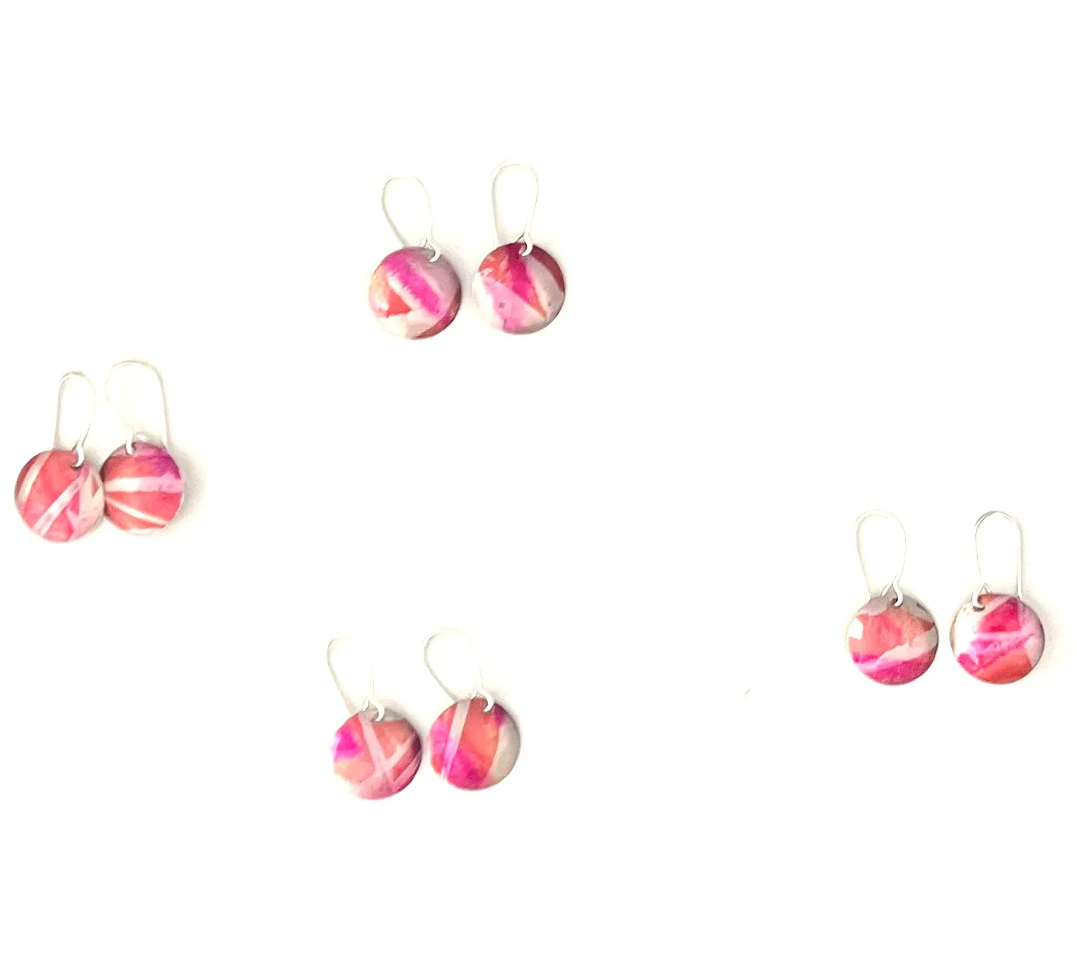 Red/Pink Peonies Small Earrings