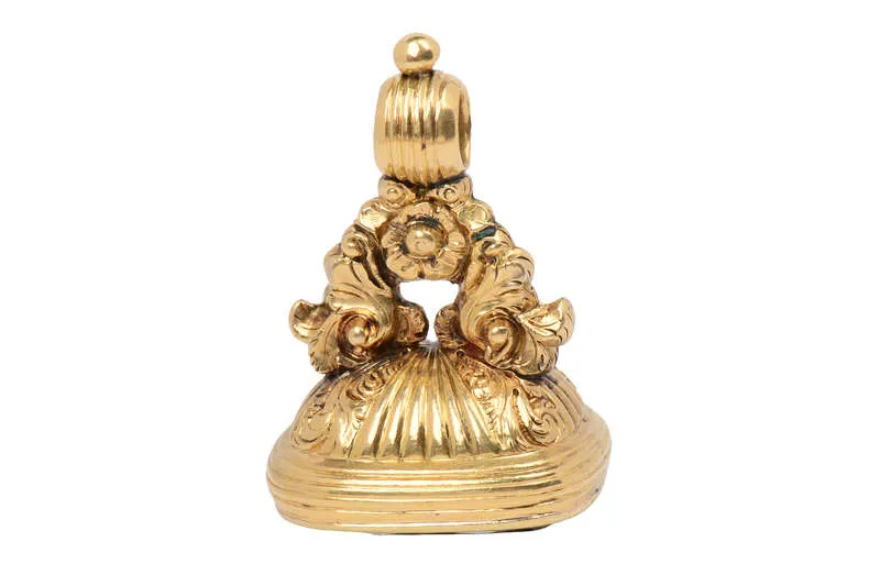 Remember Me - Rose Motif Intaglio Gold Fob Seal