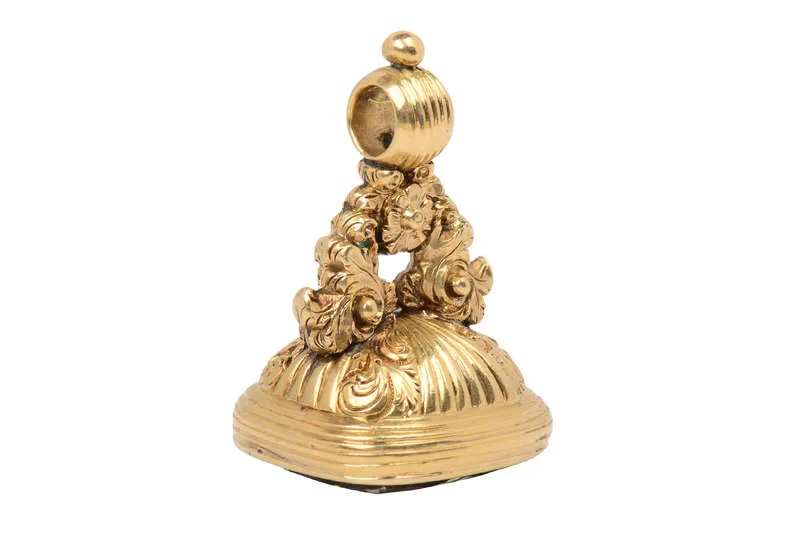 Remember Me - Rose Motif Intaglio Gold Fob Seal