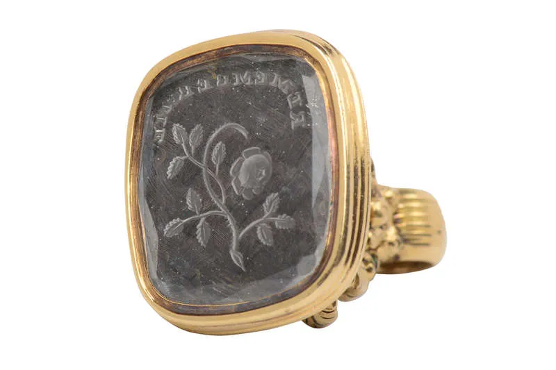 Remember Me - Rose Motif Intaglio Gold Fob Seal
