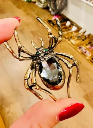 Rhinestone Crystal Spider Brooch