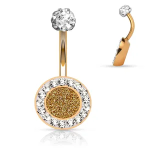 Rose Gold Crystal Paved Belly Ring