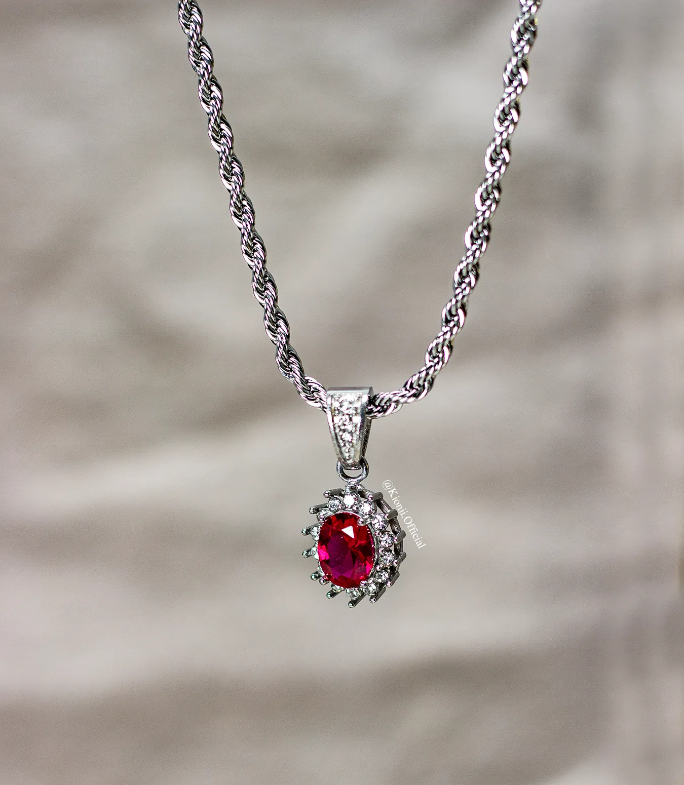 Ruby Gemstone Pendant - Silver