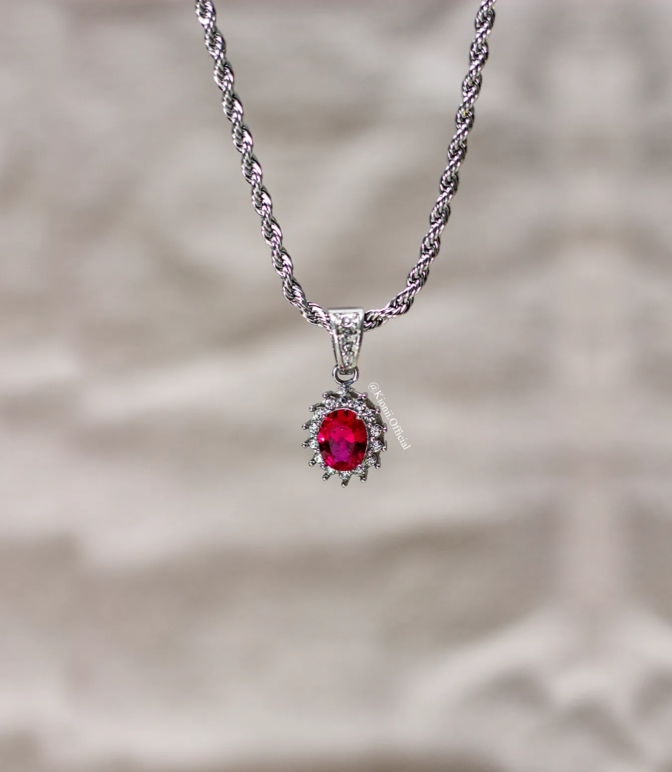 Ruby Gemstone Pendant - Silver