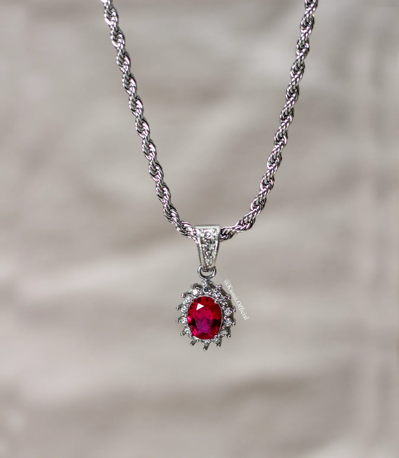 Ruby Gemstone Pendant - Silver