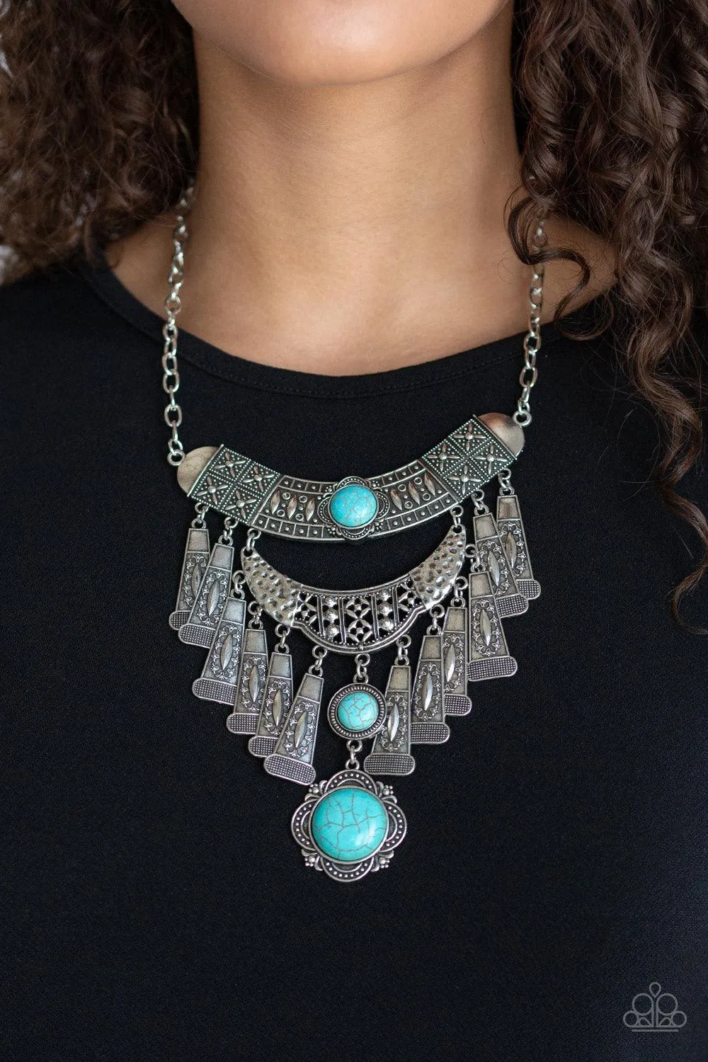 Sahara Royal - Blue Stone Necklace-Paparazzi