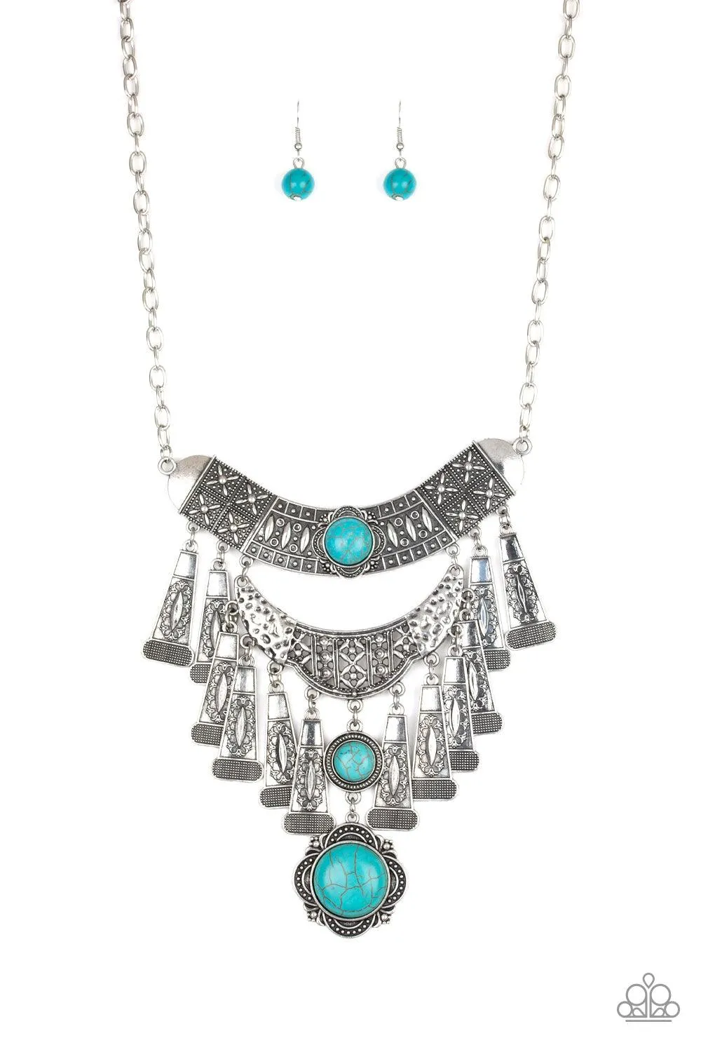 Sahara Royal - Blue Stone Necklace-Paparazzi