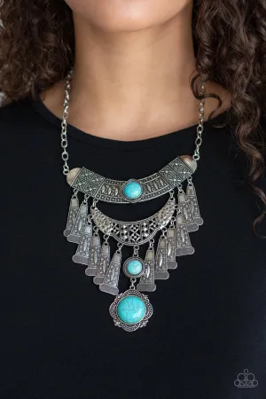 Sahara Royal - Blue Stone Necklace-Paparazzi