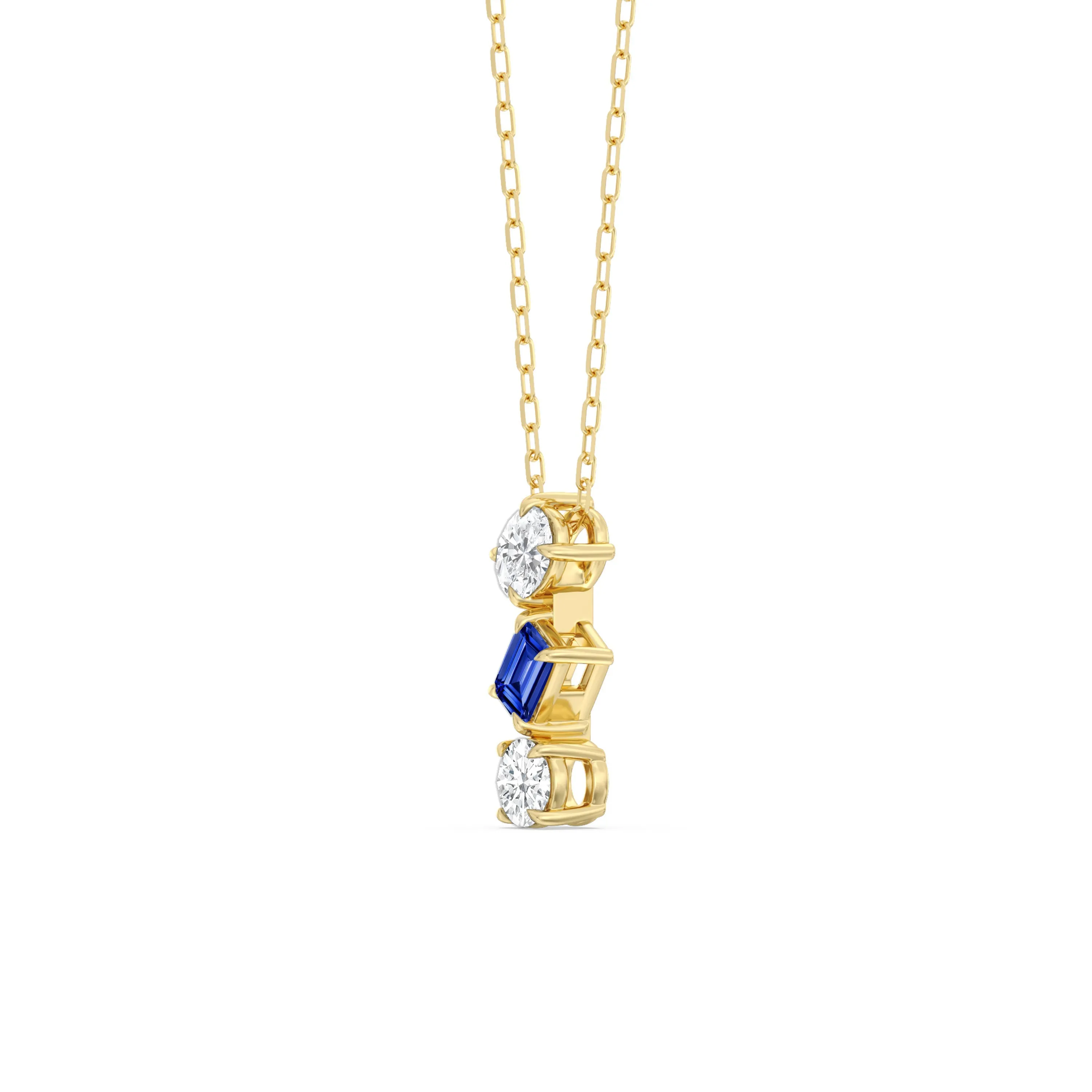 Sapphire and Diamond Sleek Sparkle Necklace