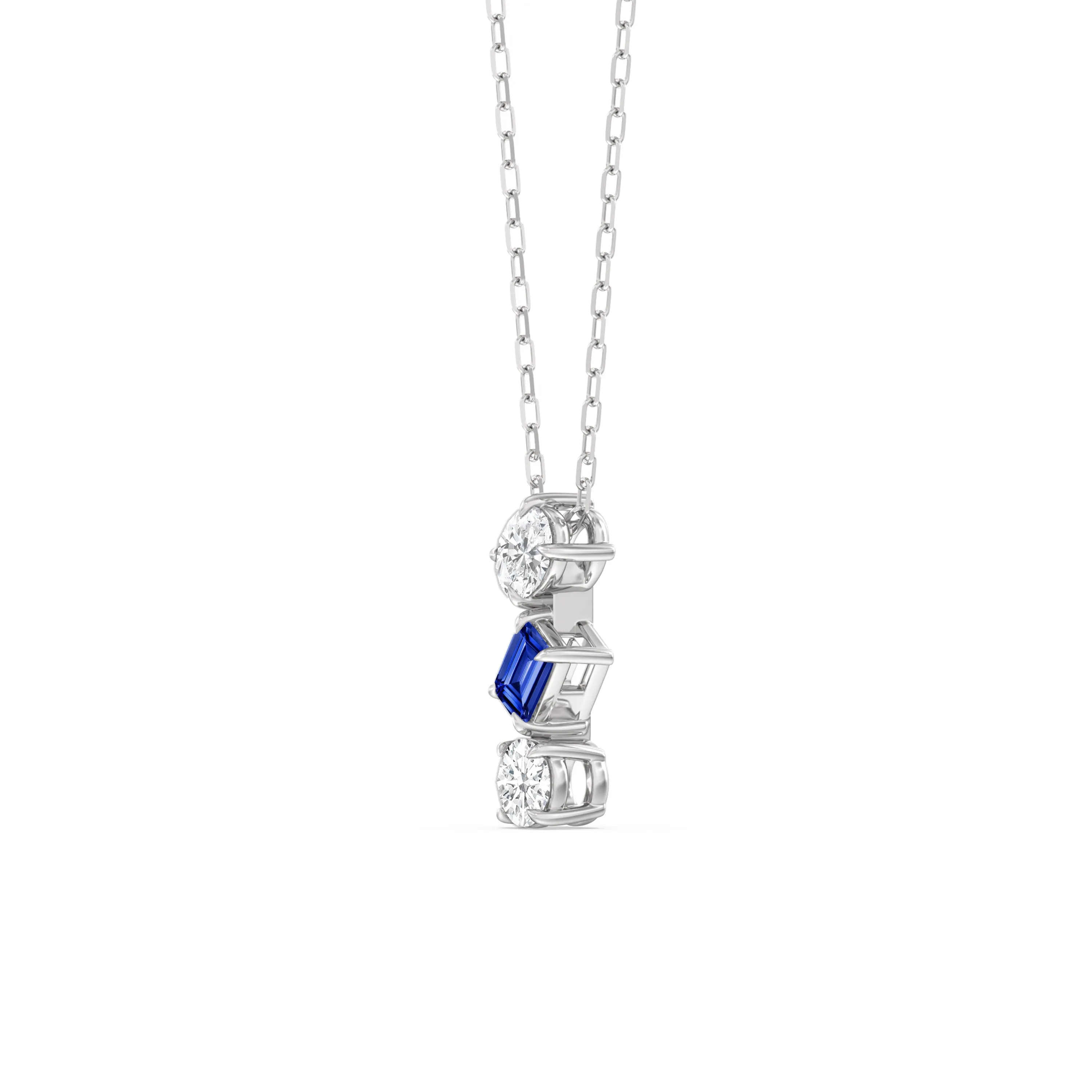 Sapphire and Diamond Sleek Sparkle Necklace