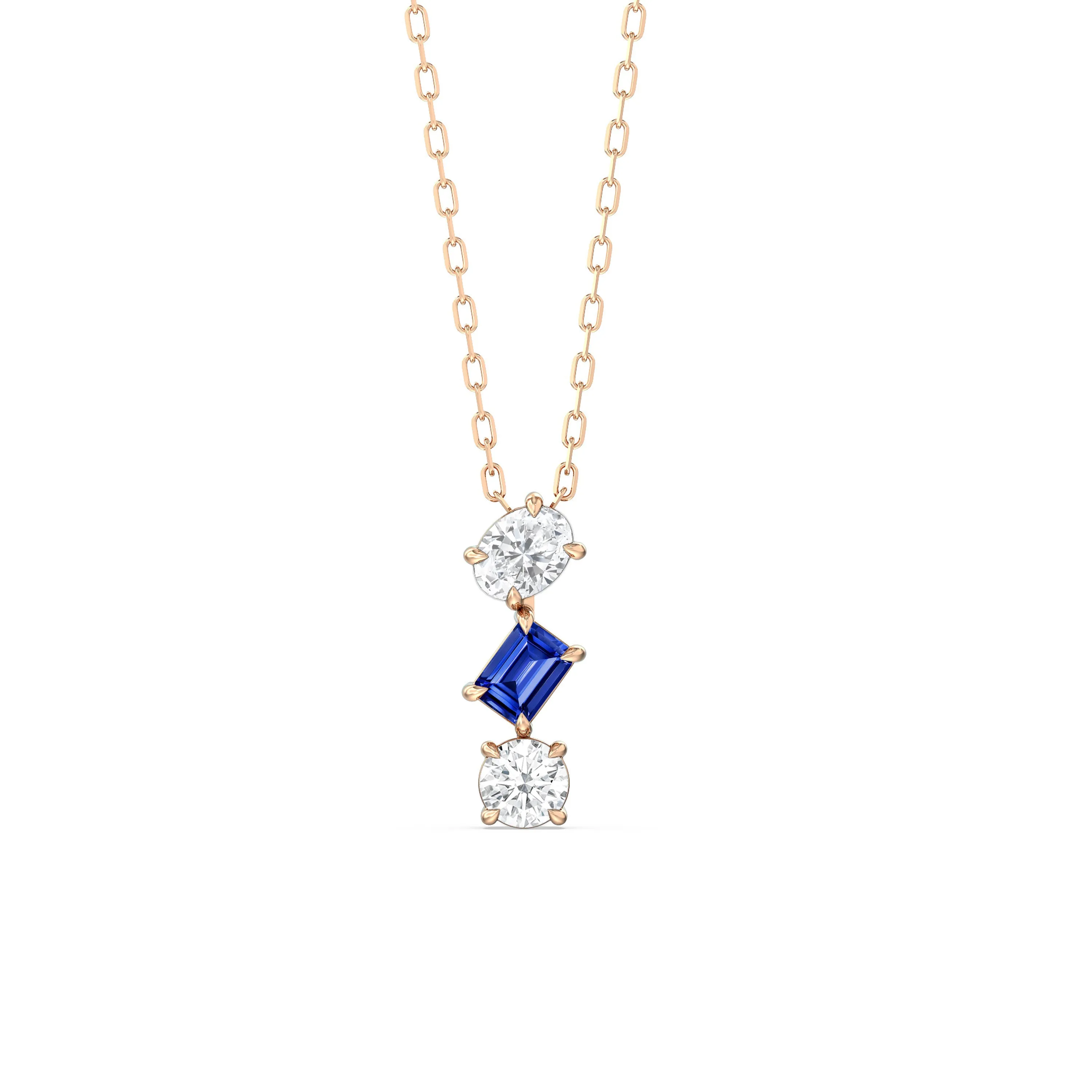 Sapphire and Diamond Sleek Sparkle Necklace