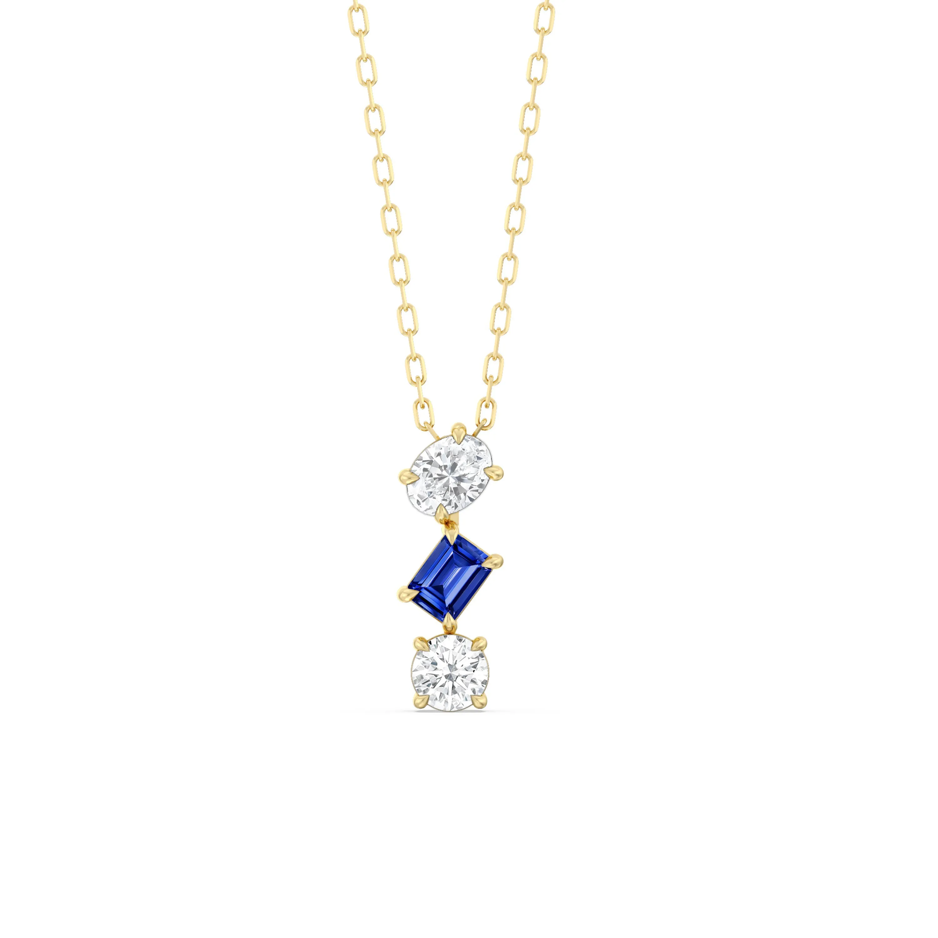 Sapphire and Diamond Sleek Sparkle Necklace