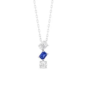 Sapphire and Diamond Sleek Sparkle Necklace
