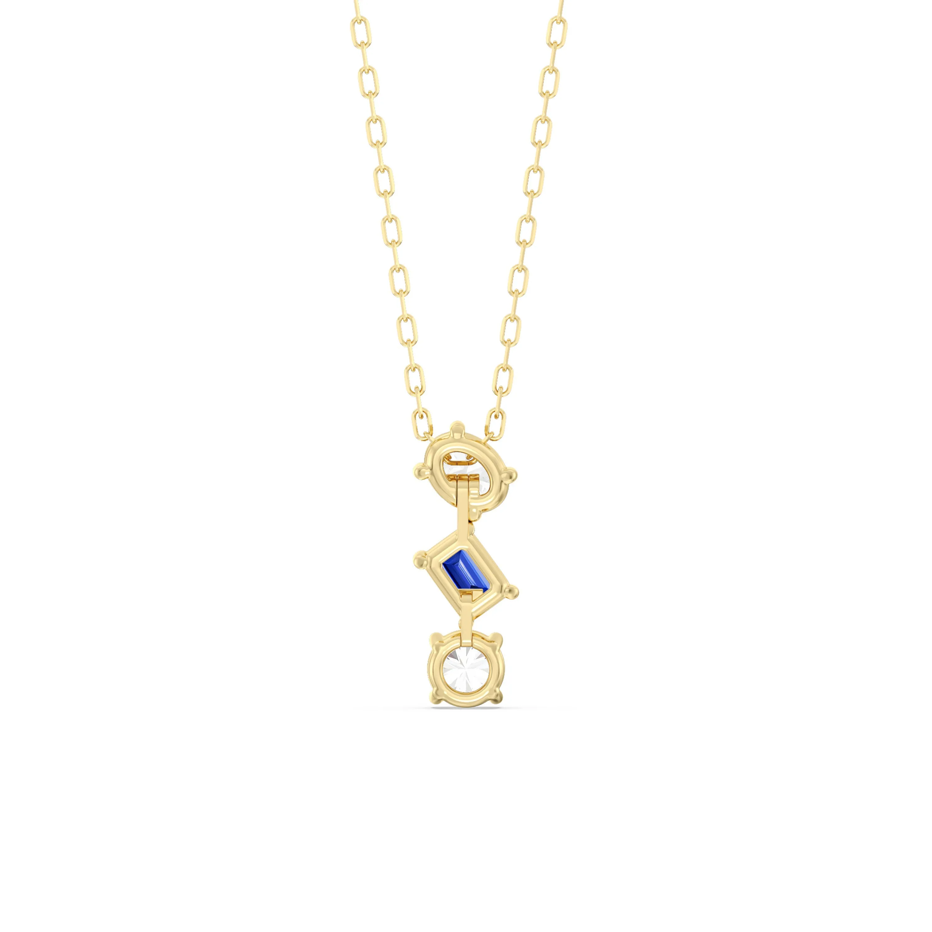 Sapphire and Diamond Sleek Sparkle Necklace