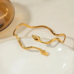 Serpent Wave Gold Bangle