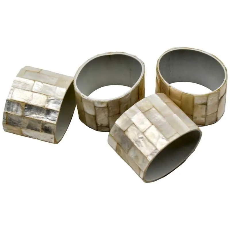 SET OF 4 NAPKIN RINGS MOTHER OF PEARL WHITE 4x5x4cm