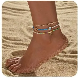 Shell Anklets 3Pcs Boho Beach Ankle Bracelet Starfish Shell Anklet Jewelry for women