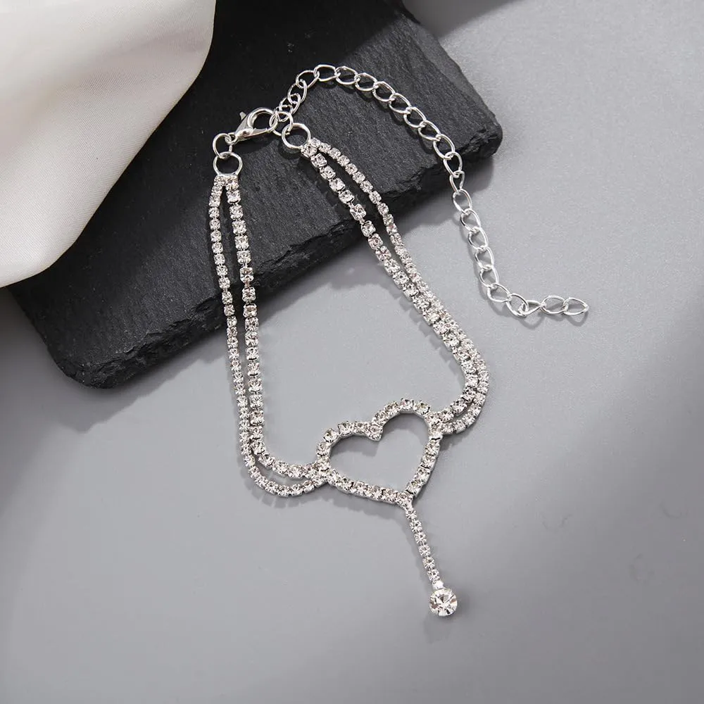 Silver Ankle Bracelets for Women Dainty Cuba Link Chain Anklets Cross Butterfly Dollar Heart Rhinestone Charm Link Anklet Summer Beach Foot Chain for Women Gilrs
