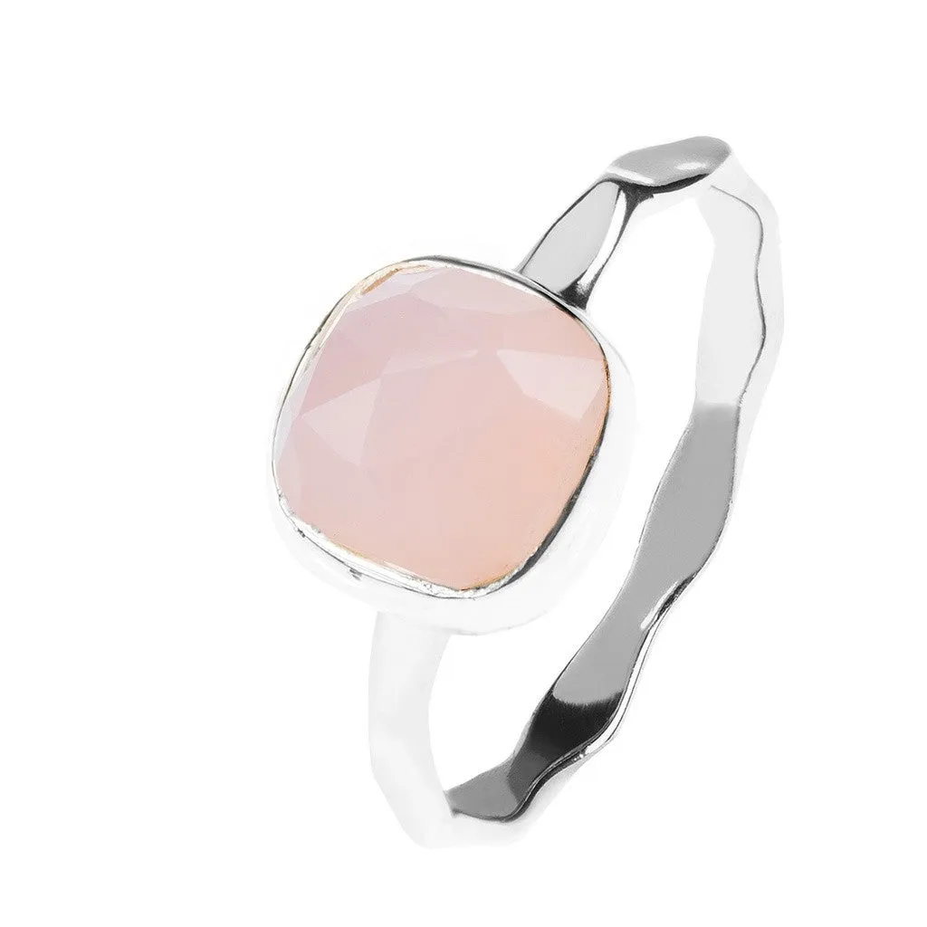 Silver Stacking Ring Rose Quartz