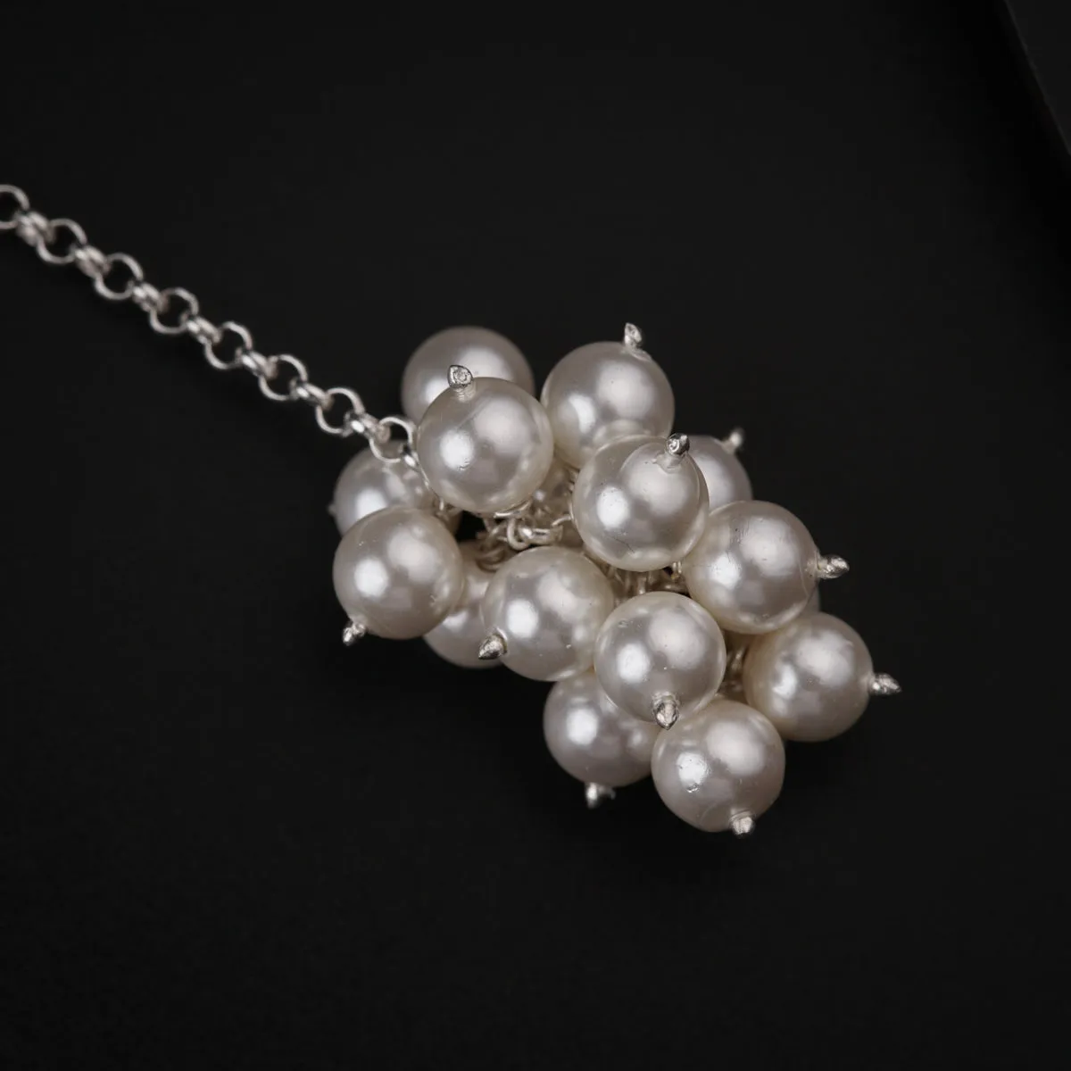 Silver Tie & Wear Necklace with Pearls & Black Onyx