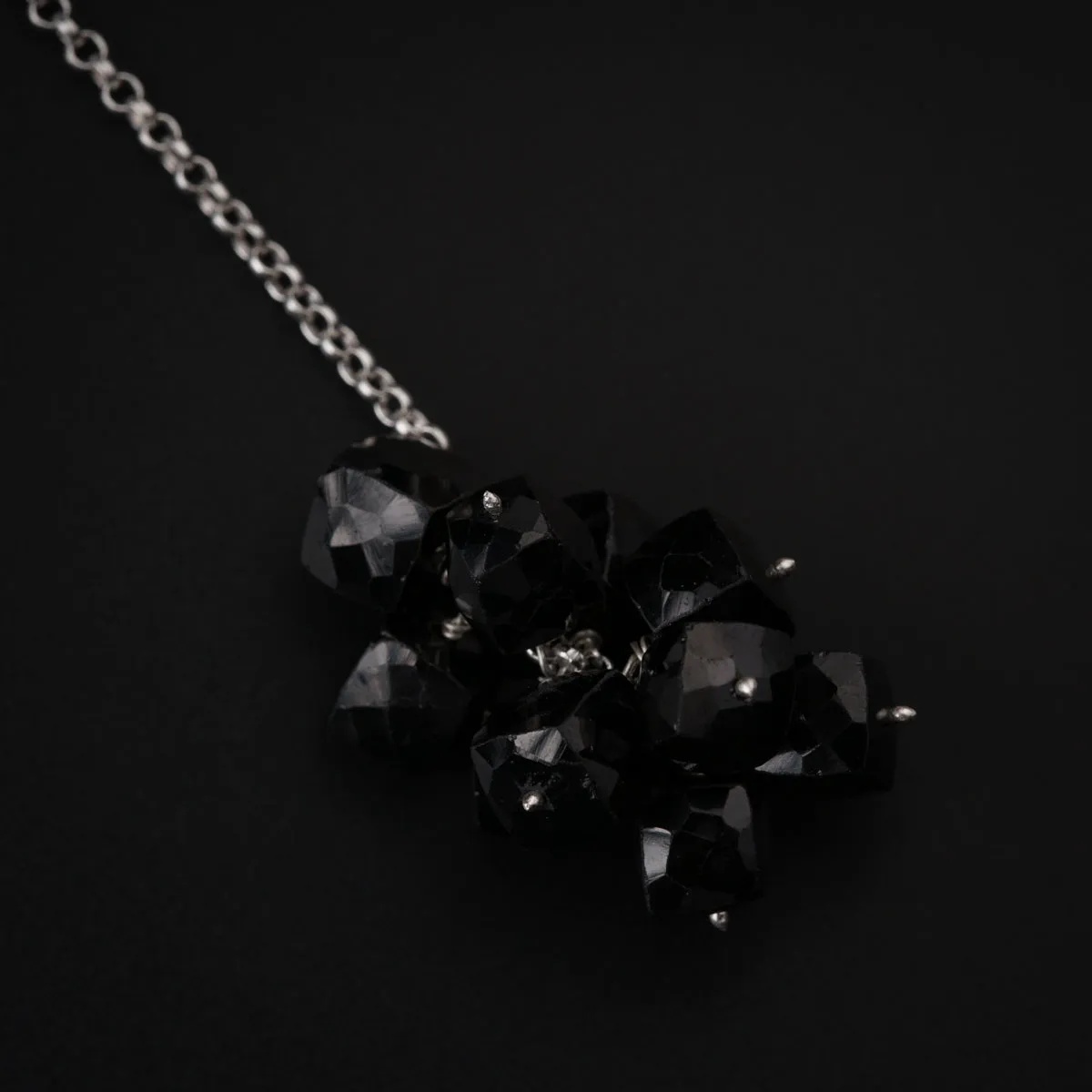 Silver Tie & Wear Necklace with Pearls & Black Onyx