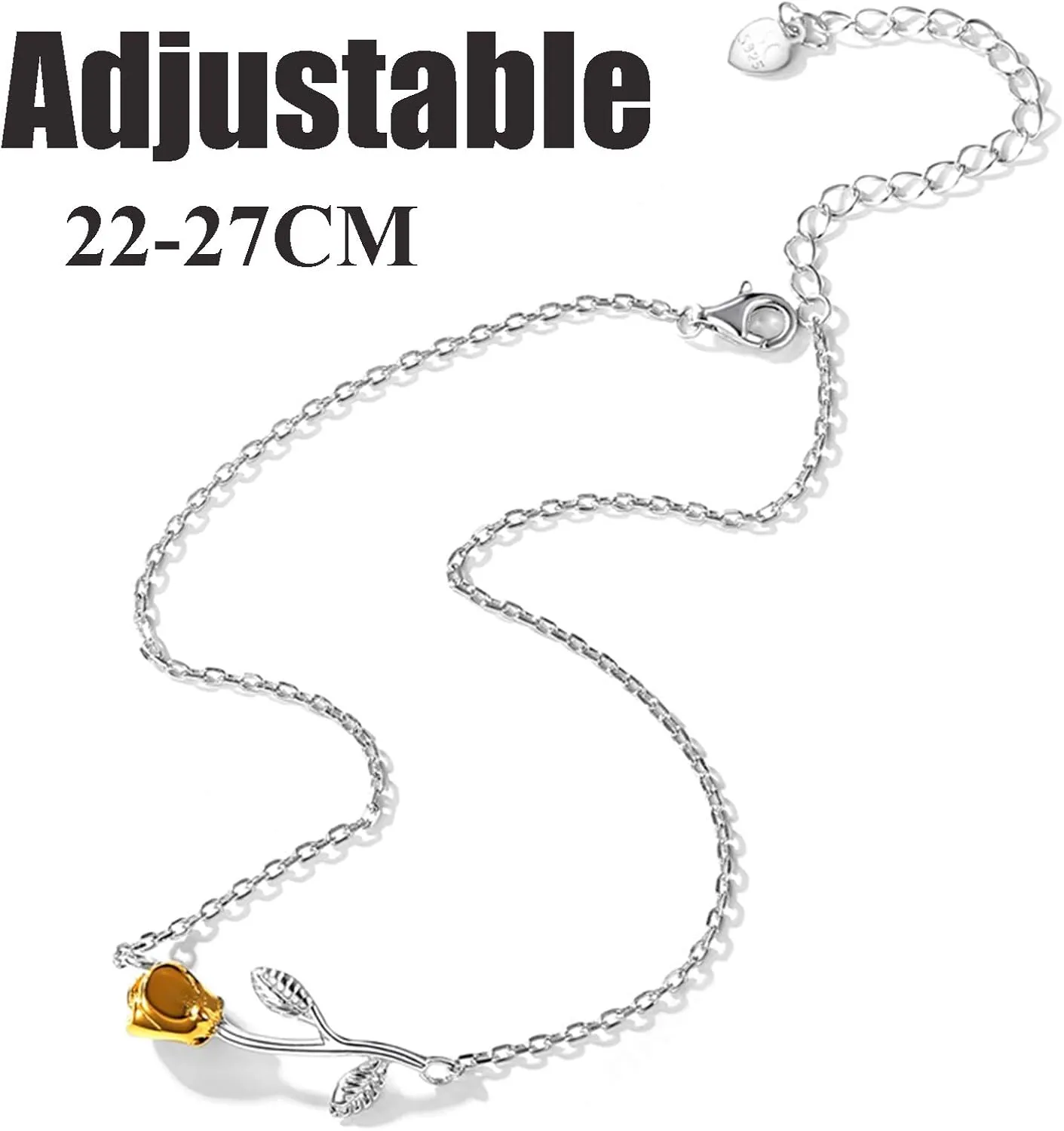 SILVERCUTE Flower/Herringbone Chain/Figaro/Cuban Link/Initial Anklets Sterling Silver Ankle Bracelet Resizable Barefoot Jewelry for Women