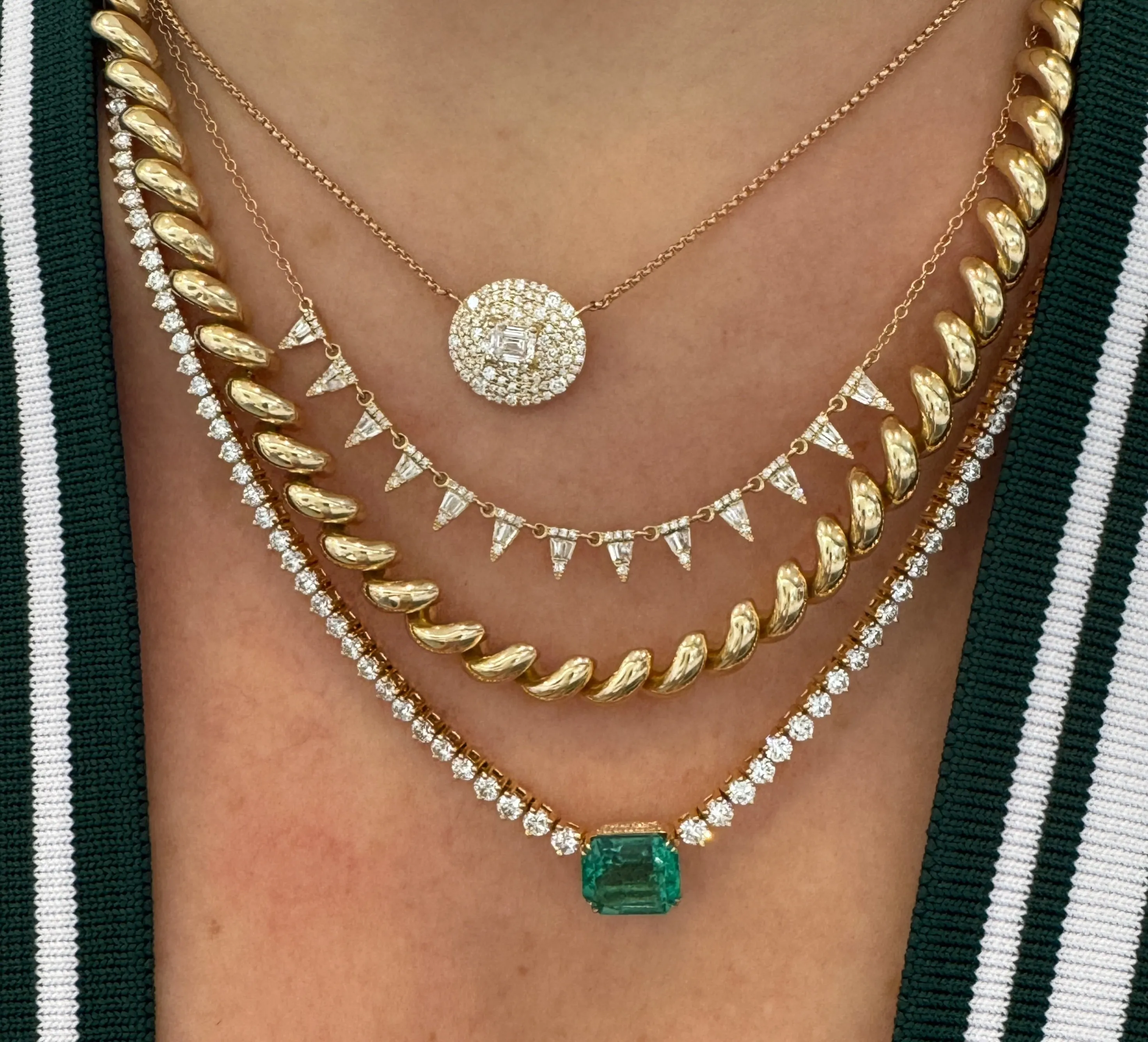 Sleek Diamond Illusion Spike Necklace