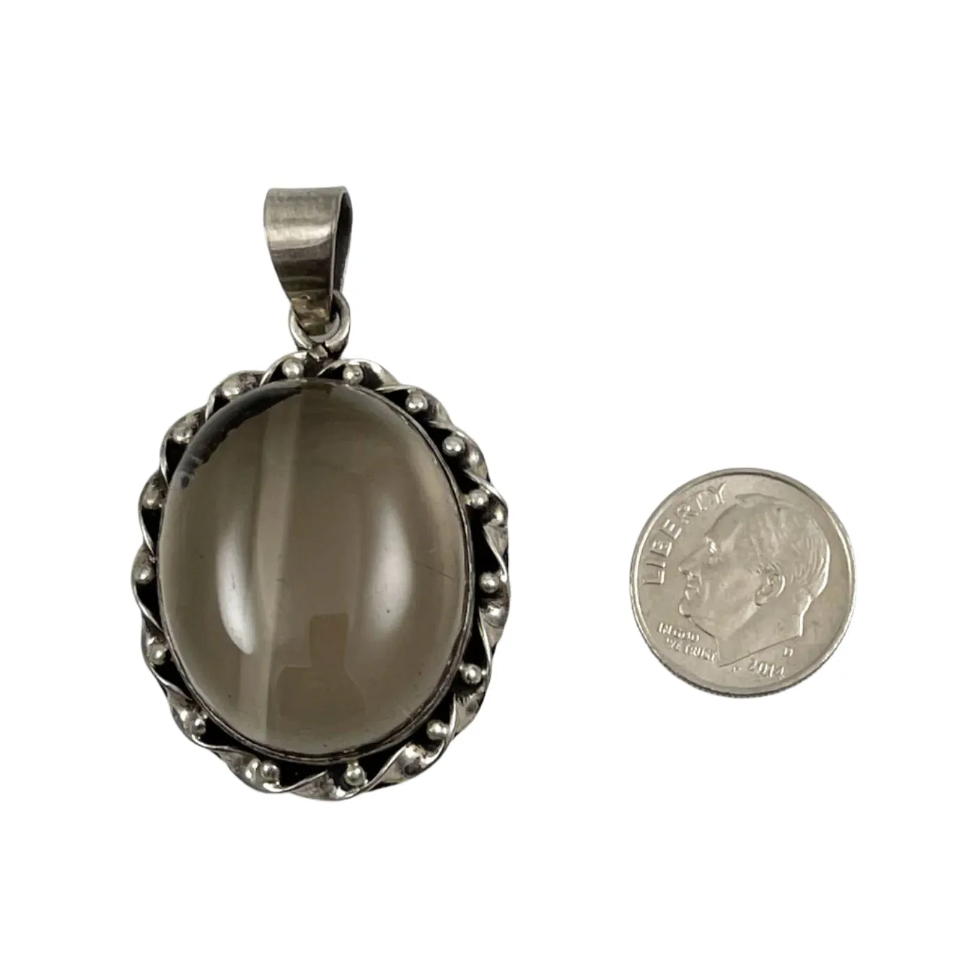 Smoky Quartz & Sterling Framed Pendant