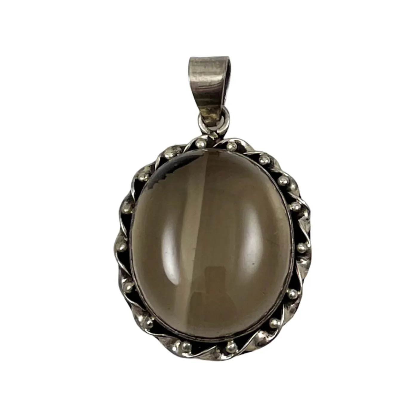 Smoky Quartz & Sterling Framed Pendant