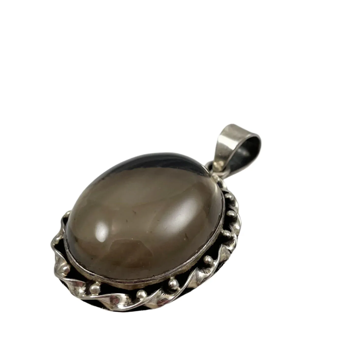 Smoky Quartz & Sterling Framed Pendant