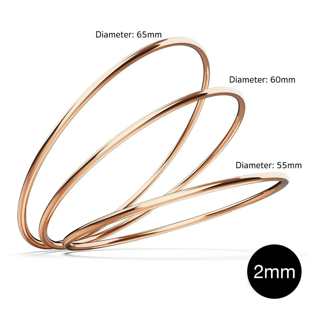 Solid Golf Bangle 2mm Rose Gold Layered