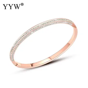 Stainless Steel Bangle New Arrival Rhinestone Crystal Bangle Bracelet Sliver Gold Plate For Women Jewelry Pulseira Masculina