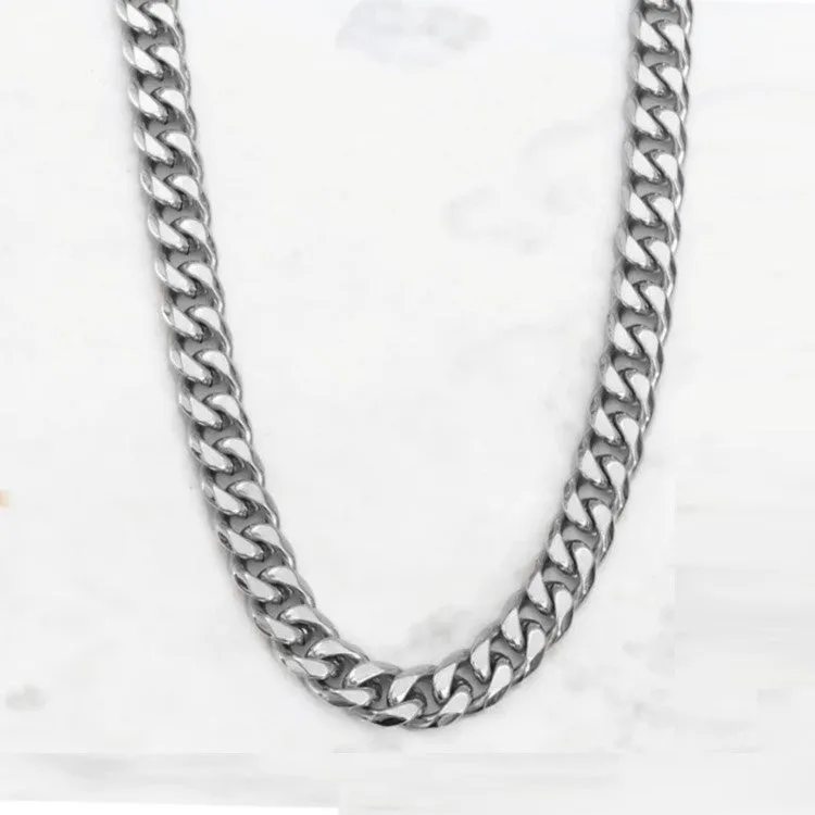 Stainless Steel Men's Cuban Chain Necklace 8mm