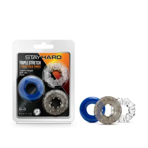 Stay Hard Triple Stretch Cock Rings - Set of 3 colours