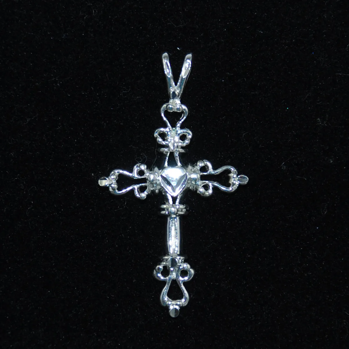 Sterling Heart Cross Pendant