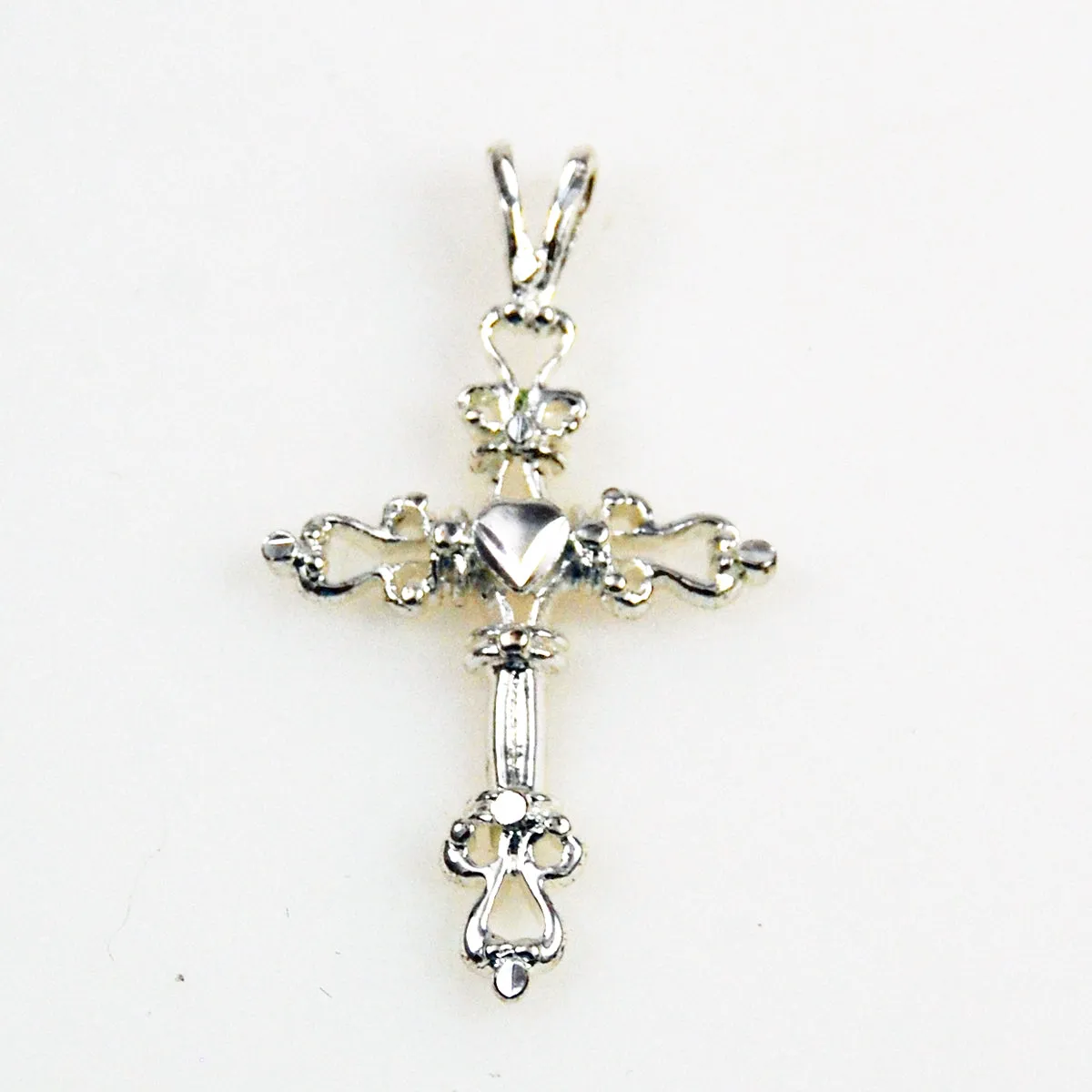 Sterling Heart Cross Pendant