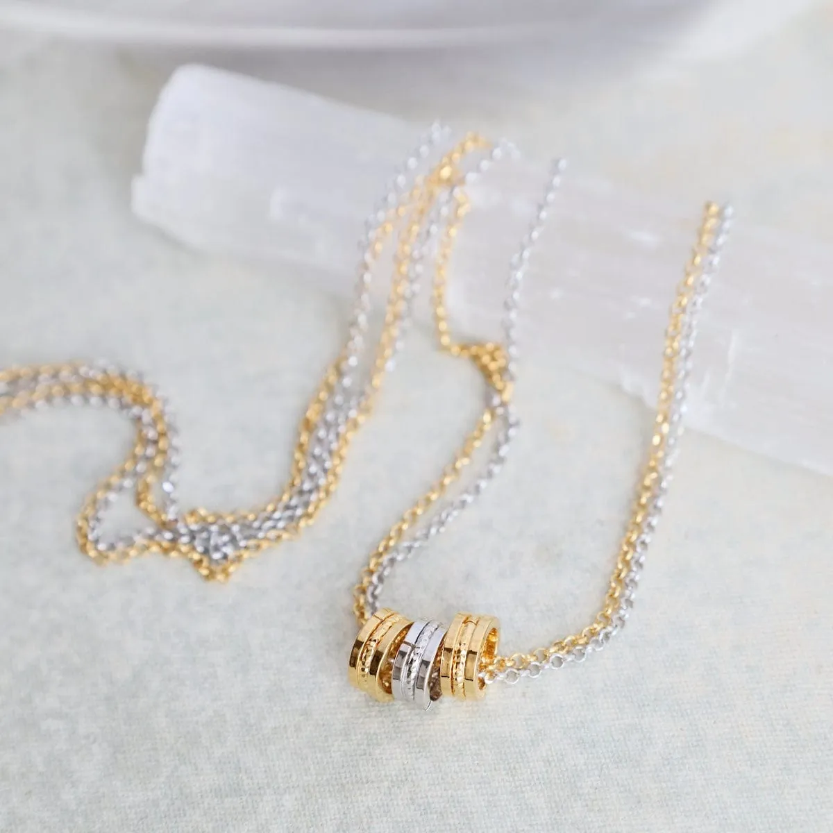 Sterling Silver & Gold Plated Triple Barrel Necklace