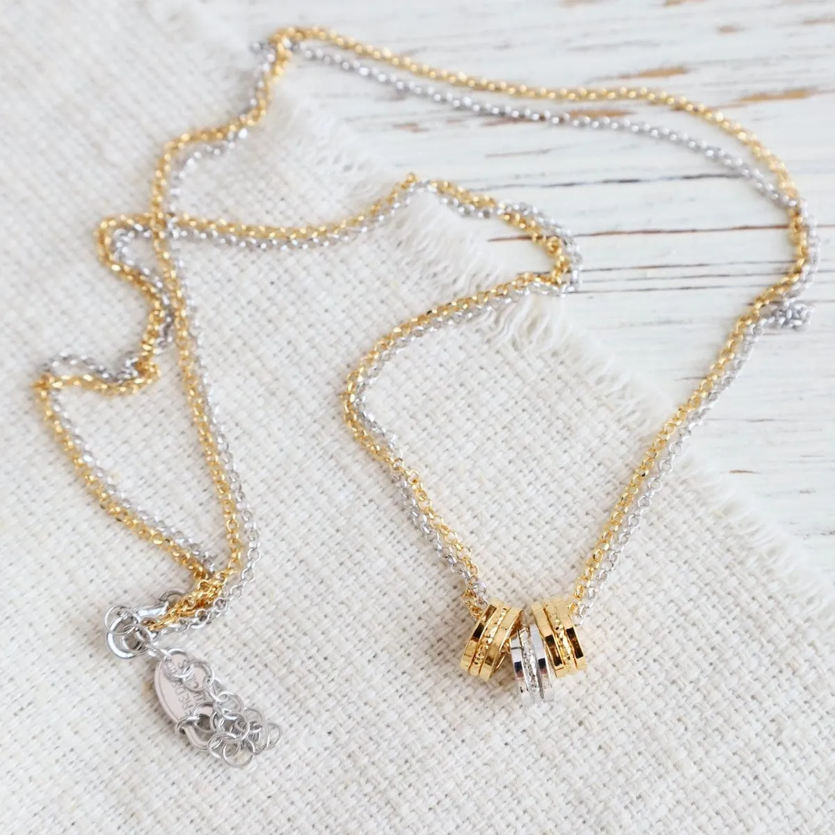Sterling Silver & Gold Plated Triple Barrel Necklace