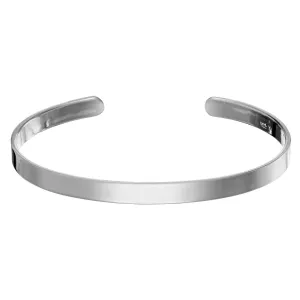 Sterling Silver Classic Flat Plain Identity Adjustable Cuff Bangle