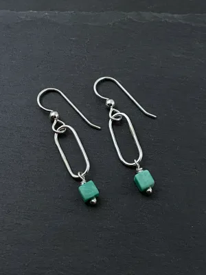 Sterling silver forged earrings with amazonite gemstones