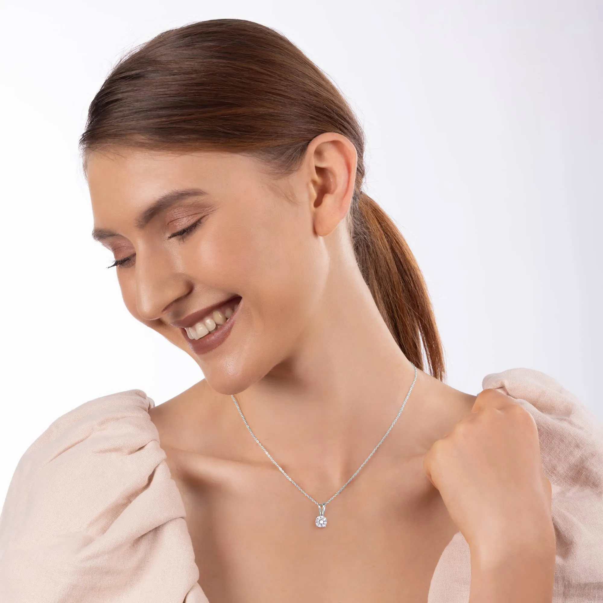 Sterling Silver Hypoallergenic Zirconia Stone Pendant Necklace for Women