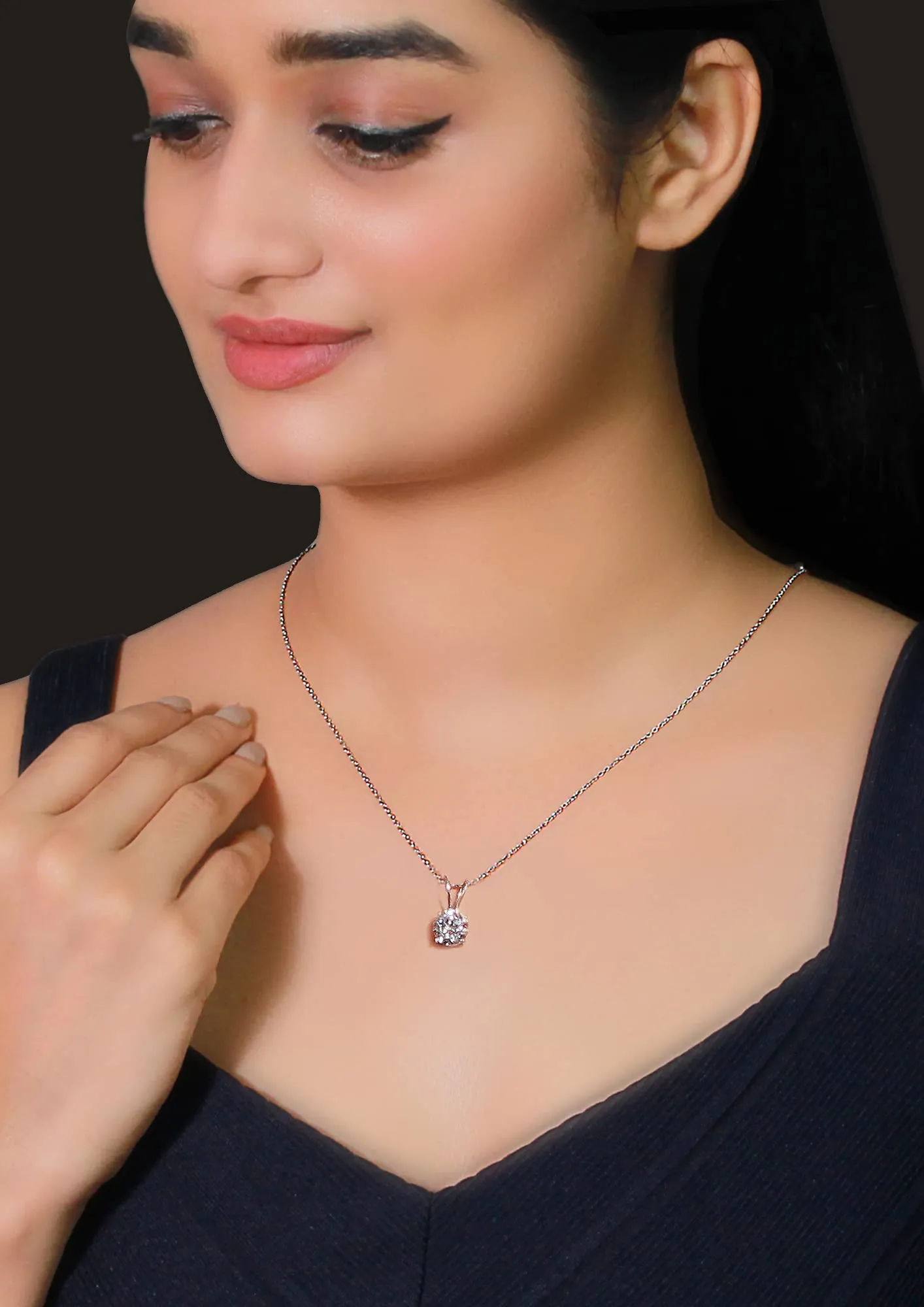 Sterling Silver Hypoallergenic Zirconia Stone Pendant Necklace for Women