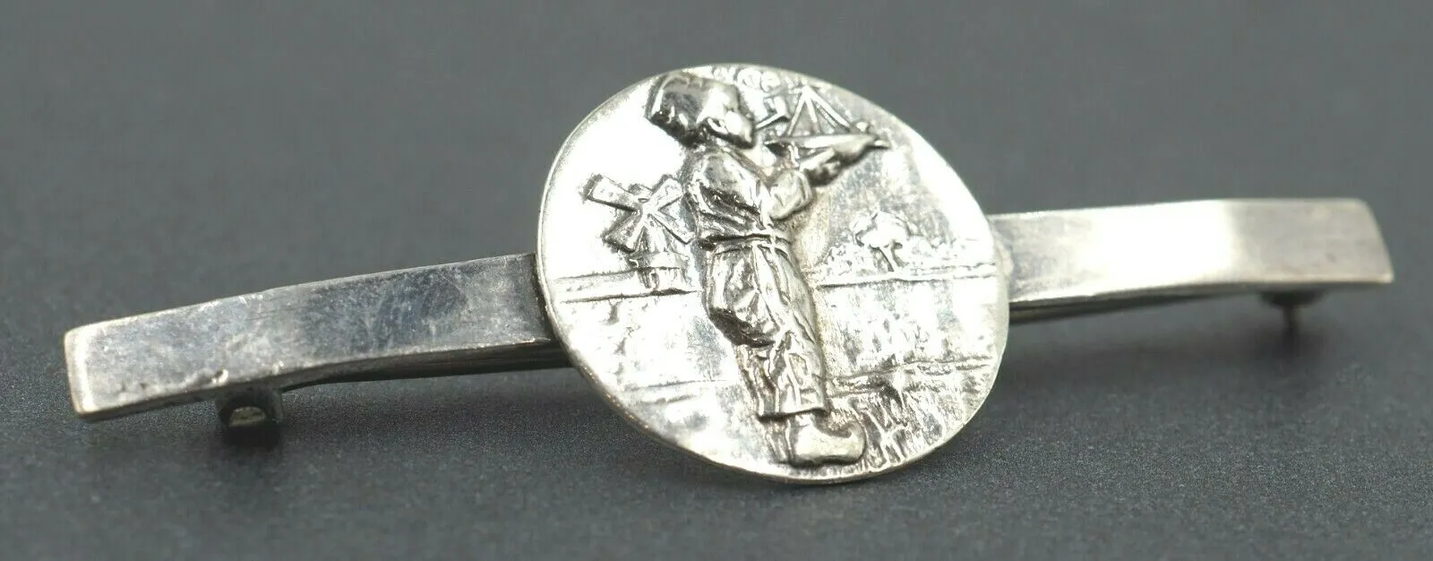Sterling Silver "Boy with a Boat" Vintage Brooch
