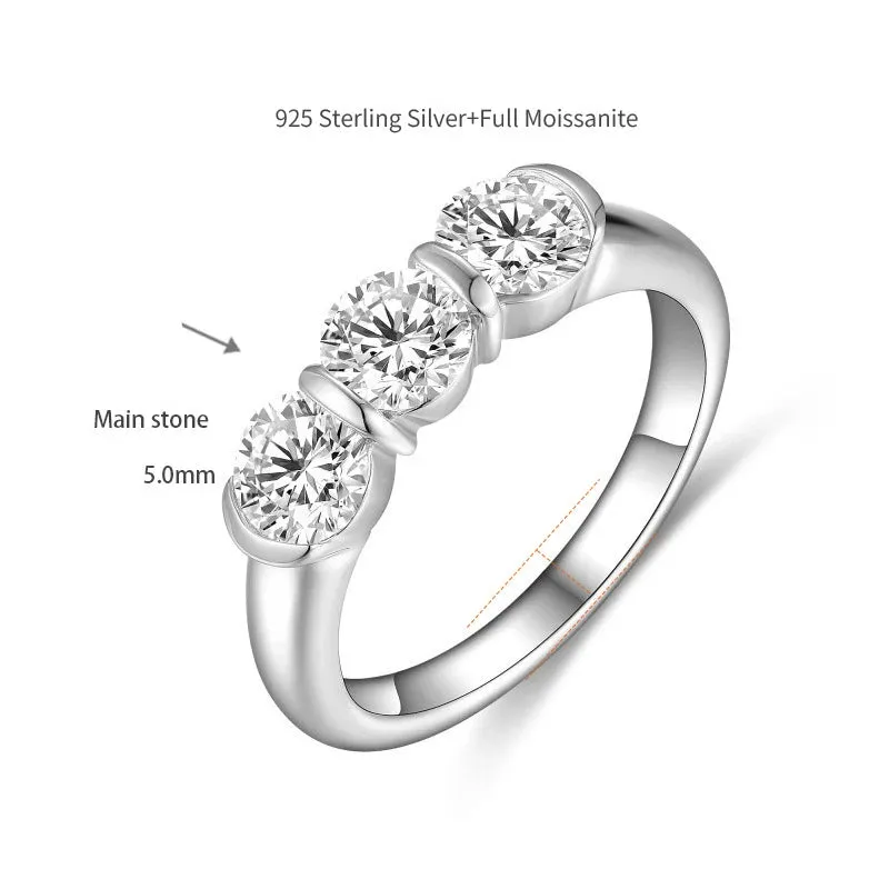 Stunning 925 Silver 1.5 carat VVS1 D Colour Moissanite Diamond Lovely Versatile Women's Wedding Eternity Rings