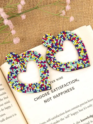 Stylish Light-weight Multi-color Handcrafted Heart Earrings